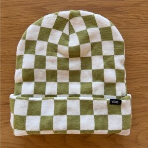 Vans Adult Checkered Beanie in Olive and White